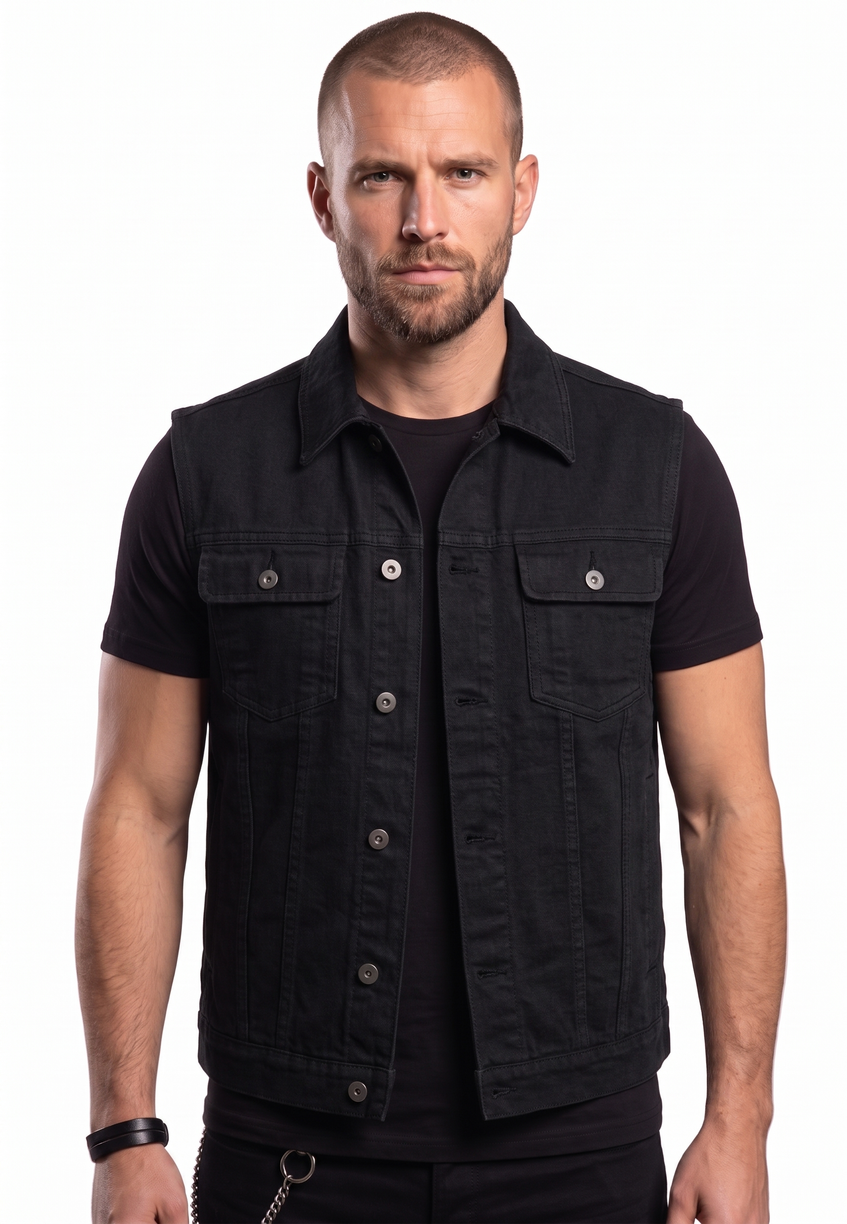 Gemini_Generated_Image_pme1hipme1hipme1 Men's Motorcycle Denim Vest - Biker Style - Image 1